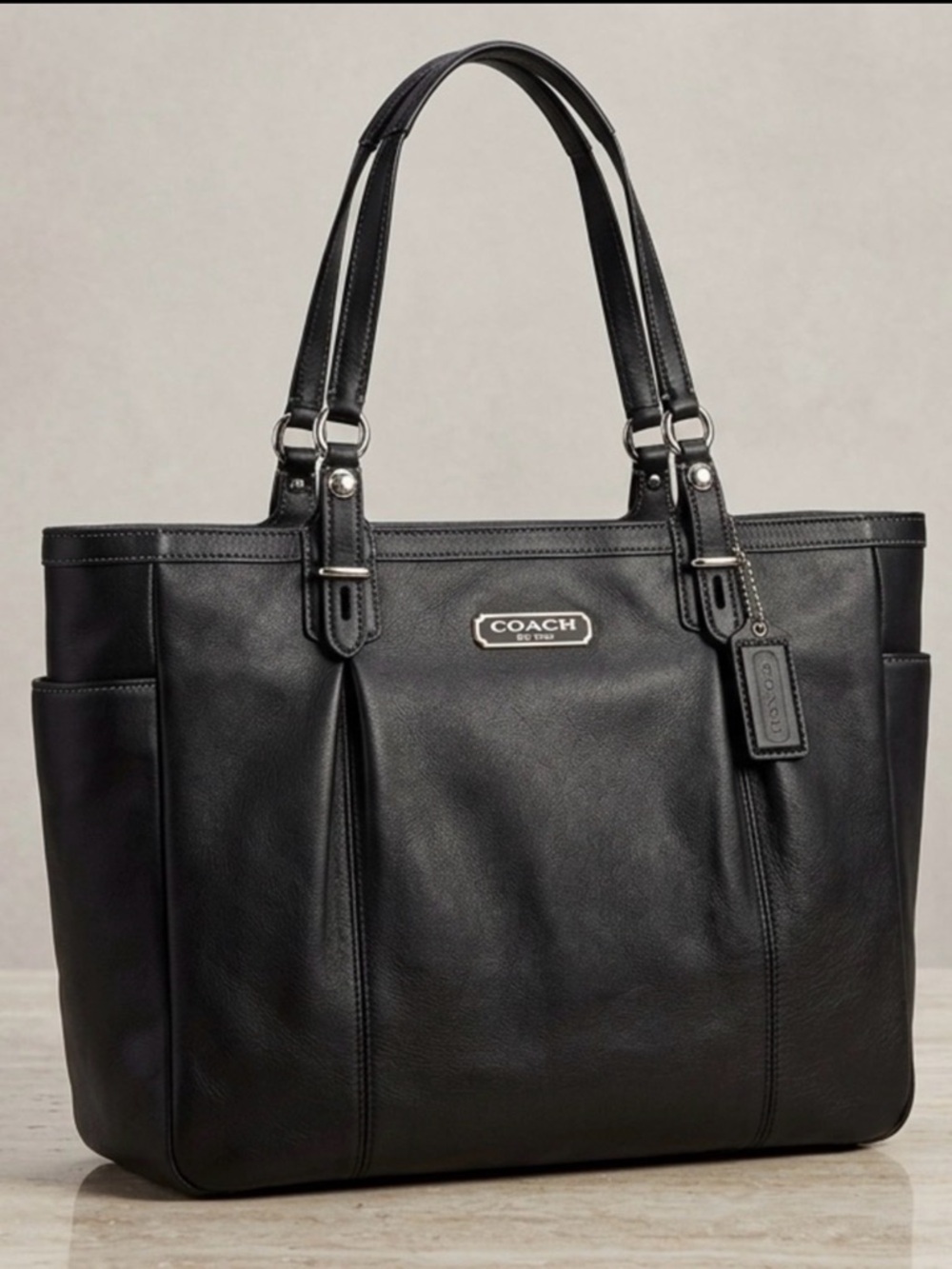Coach Black Leather Tote Bag
